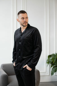 Чоловіча велюрова піжама BO.Brand чорний колір - Зображення 15