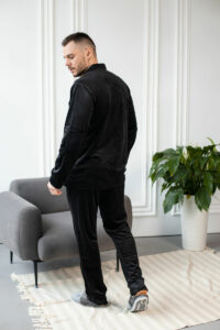 Чоловіча велюрова піжама BO.Brand чорний колір - Зображення 3