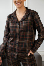 Жіноча піжама BO.Brand котон коричнева клітинка - Зображення 8