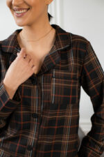 Жіноча піжама BO.Brand котон коричнева клітинка - Зображення 7