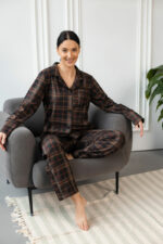 Жіноча піжама BO.Brand котон коричнева клітинка - Зображення 5