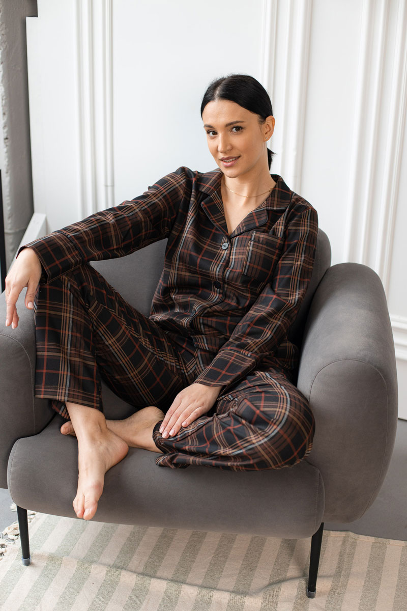 img_2785 Жіноча піжама BO.Brand котон коричнева клітинка - Зображення 1