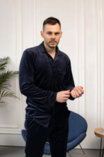 Чоловіча велюрова піжама BO.Brand синій колір - Зображення 2