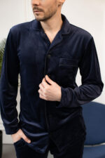 Чоловіча велюрова піжама BO.Brand синій колір - Зображення 4