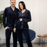 Парні піжами BO.Brand, сорочка та штани з кишенями, колір синій