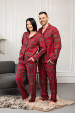 Сімейні піжами BO.Brand червоні у клітинку (чоловіча та жіноча піжами, котон) - Зображення 6