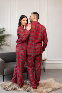 Сімейні піжами BO.Brand червоні у клітинку (чоловіча та жіноча піжами, котон) - Зображення 5