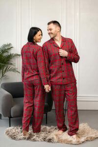 Сімейні піжами BO.Brand червоні у клітинку (чоловіча та жіноча піжами, котон) - Зображення 7