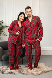 Сімейні піжами BO.Brand червоні у клітинку (чоловіча та жіноча піжами, котон) - Зображення 3