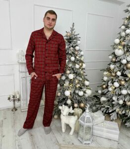 Чоловіча котонова піжама BO.Brand, колір червоний - Зображення 6