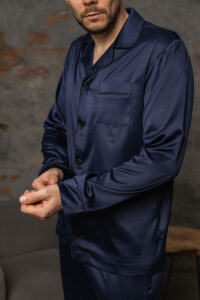 Піжама чоловіча шовкова BO.Brand синій колір - Зображення 5