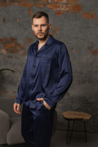 Піжама чоловіча шовкова BO.Brand синій колір - Зображення 6