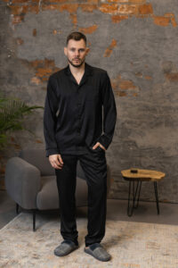 Піжама чоловіча шовкова BO.Brand чорний колір - Зображення 13