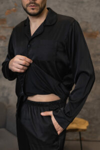 Піжама чоловіча шовкова BO.Brand чорний колір - Зображення 16