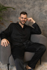 Піжама чоловіча шовкова BO.Brand чорний колір - Зображення 17