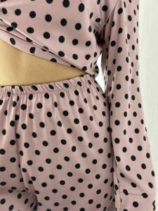 Жіноча піжама BO.Brand 2 в 1, сорочка та штани, шовк, колір мокко - Зображення 3