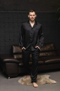 Піжама чоловіча шовкова BO.Brand чорний колір - Зображення 18