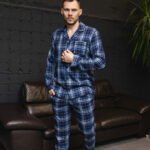 Чоловіча піжама BO.Brand в клітинку, колір синій