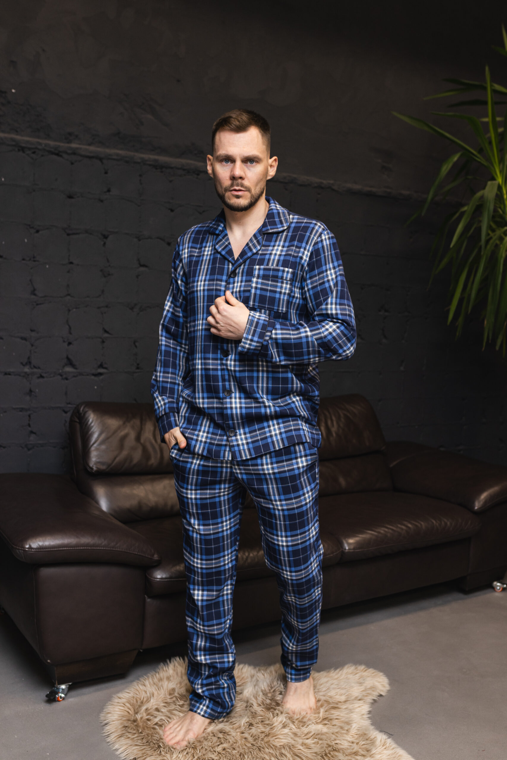 img_5455-scaled Чоловіча піжама BO.Brand в клітинку, колір синій - Зображення 1