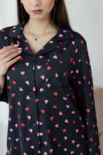 Жіноча піжама BO.Brand двійка, сорочка та штани, рожеві сердечка - Зображення 2