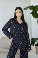 Жіноча піжама BO.Brand двійка, сорочка та штани, рожеві сердечка - Зображення 7