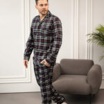 Чоловіча піжама BO.Brand котонова у синю клітинку