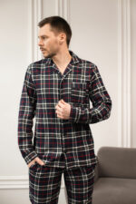 Чоловіча піжама BO.Brand котонова у синю клітинку - Зображення 8
