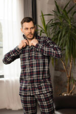 Чоловіча піжама BO.Brand котонова у синю клітинку - Зображення 7