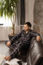 Чоловіча піжама BO.Brand котонова у синю клітинку - Зображення 6