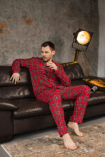 Чоловіча котонова піжама BO.Brand, колір червоний в клітинку - Зображення 3