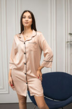 Жіночий шовковий халат BO.Brand для дому, кремовий