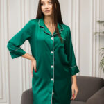 Шовкова жіноча піжама BO.Brand для дому, колір зелений