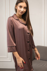 Жіноча шовкова піжама BO.Brand для дому, колір шоколад