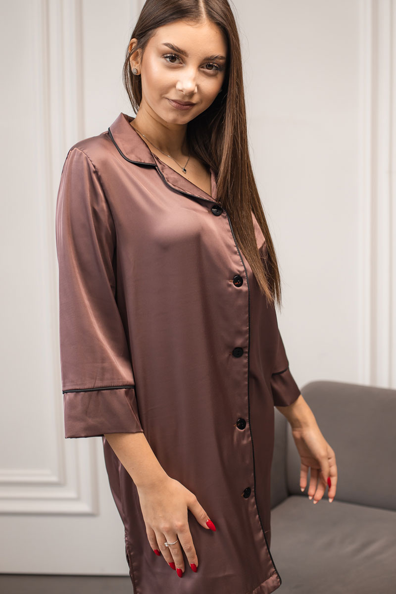 img_5932 Жіноча шовкова піжама BO.Brand для дому, колір шоколад - Зображення 1