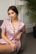 Піжама жіноча 2 в 1 BO.Brand сорочка і шорти, колір пудра - Зображення 5