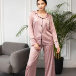 Жіноча піжама BO.Brand сорочка та штани, колір пудровий