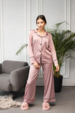 Жіноча піжама BO.Brand сорочка та штани, колір пудровий