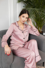 Жіноча піжама BO.Brand сорочка та штани, колір пудровий - Зображення 2