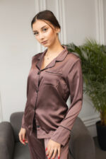 Жіноча піжама BO.Brand сорочка та штани, колір шоколад - Зображення 5