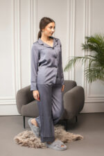 Жіноча піжама BO.Brand сорочка та штани, колір графіт - Зображення 4