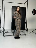 Жіноча піжама BO.Brand котон коричнева клітинка - Зображення 10