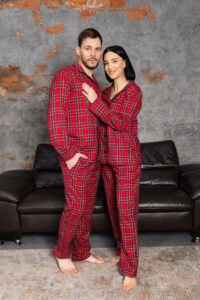 Сімейні піжами BO.Brand червоні у клітинку (чоловіча та жіноча піжами, котон) - Зображення 9