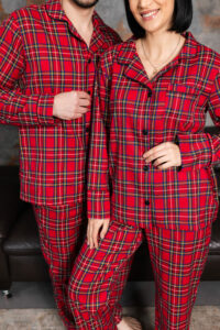 Сімейні піжами BO.Brand червоні у клітинку (чоловіча та жіноча піжами, котон) - Зображення 10