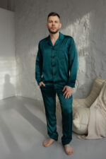 Шовкова чоловіча піжама BO.Brand зелений колір - Зображення 2