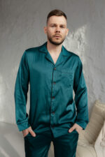Шовкова чоловіча піжама BO.Brand зелений колір - Зображення 3