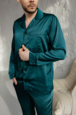 Шовкова чоловіча піжама BO.Brand зелений колір - Зображення 4