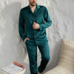 Шовкова чоловіча піжама BO.Brand зелений колір