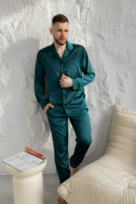 Шовкова чоловіча піжама BO.Brand зелений колір