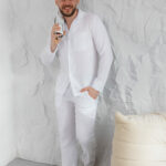 Чоловіча муслінова піжама BO.Brand білий колір