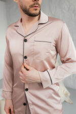 Чоловіча піжама BO.Brand сорочка брюки, бежевий колір - Зображення 2